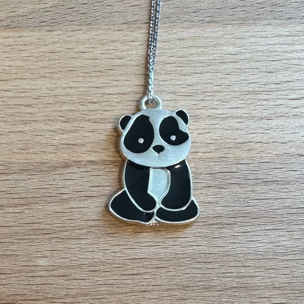 Black & Silver Colored Panda Necklace - 15